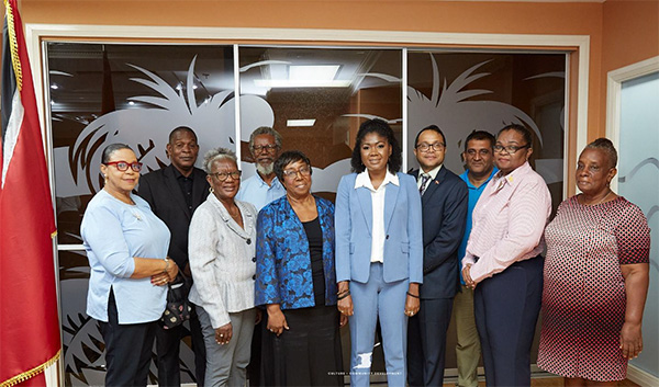 Photo 3: The Honourable Michelle Benjamin, Minister of Culture and Community Development, poses for a photo with other Ministry officials and members of the Trinidad and Tobago Association of Village and Community Councils after the meeting held on Wednesday June 11, 2025 at the Ministry’s Head Office in Port of Spain.