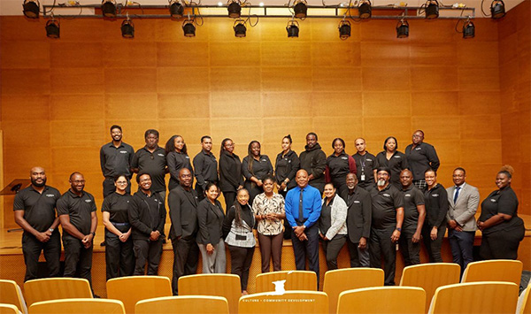 Photo 8: The Honourable Michelle Benjamin, Minister of Culture and Community Development poses with members of staff at the Southern Academy for the Performing Arts, completing her official Ministerial tour of the performance facility on Tuesday July 15, 2025.