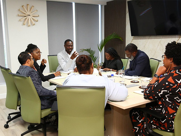 Photo 4: The Honourable Michelle Benjamin, Minister of Culture and Community Development meets with the Honourable Farley Augustine, Chief Secretary of the Tobago House of Assembly and other representatives during her official visit to the Office of the Chief Secretary – THA on July 10, 2025.