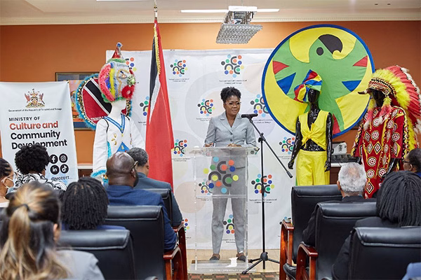 Photo 1: The Honourable Michelle Benjamin, Minister of Culture and Community Development delivers remarks during the Appointment Ceremony of the National Carnival Commission Board at the Ministry’s headquarters on Wednesday July 16, 2025.